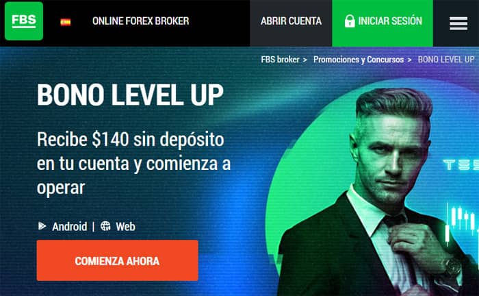 Información sobre el Bono sin depósito Level Up de FBS