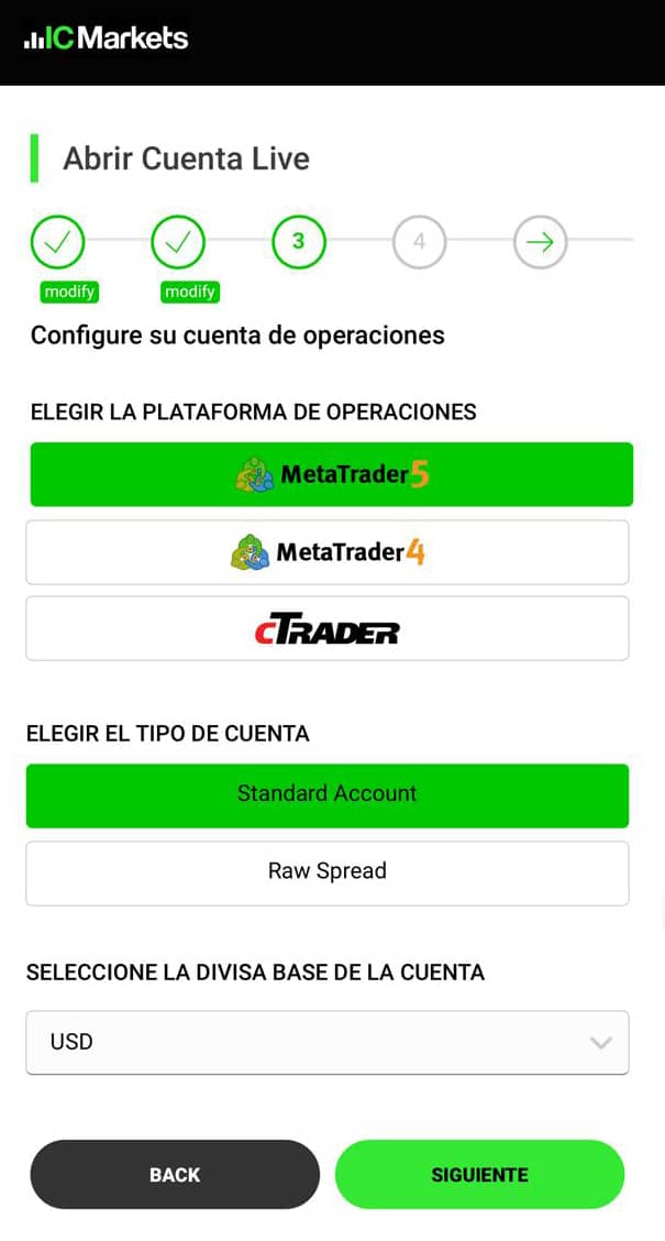 Apertura de cuenta IC Markets Paso 3