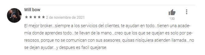 Comentario excelente sobre el sistema de atención al cliente en Exness