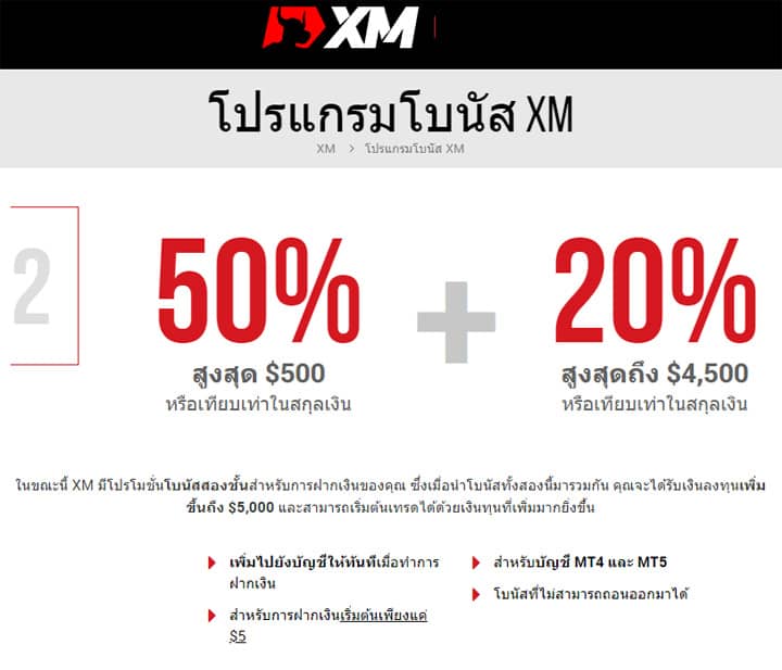 โบนัสสำหรับข้อกำหนดและเงื่อนไขการฝากเงินในโบรกเกอร์ XM