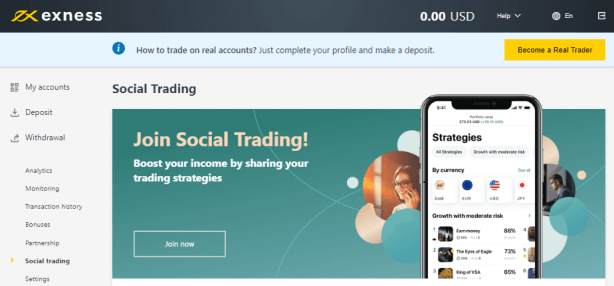 Social Trading con Exness