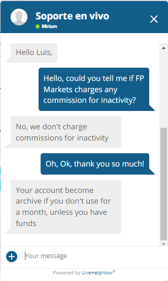 Inactivity fee in FP Markets