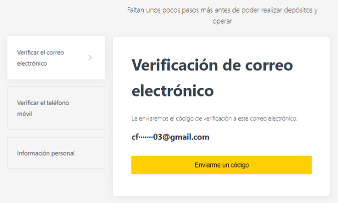 Verificación de la cuenta en Exness