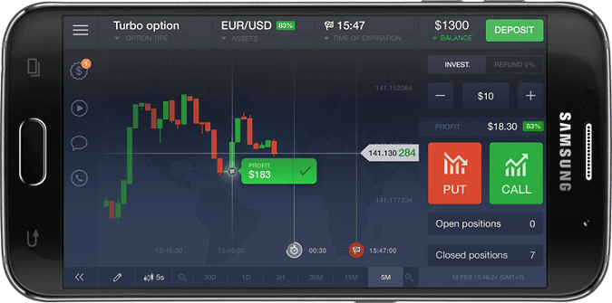 IQ Option's mobile app for trading